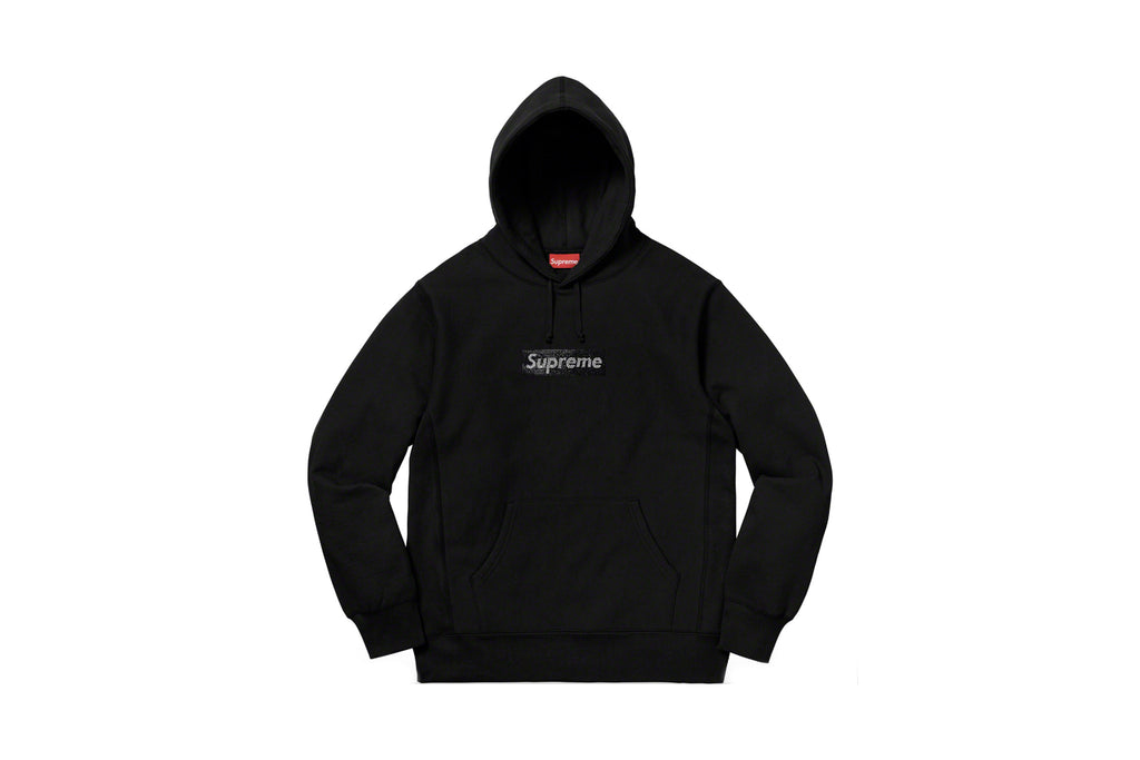 Supreme Swarovski Box Logo Hooded Sweatshirt Black