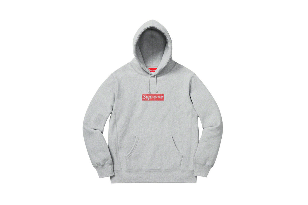 supreme box logo hoodie grey sweatshirt M fw16